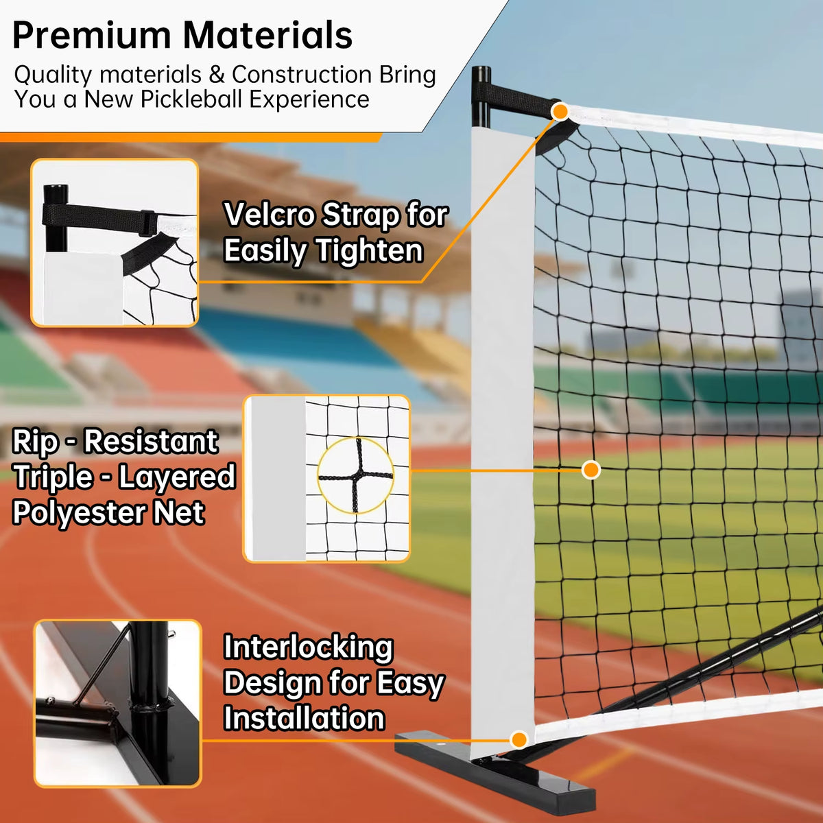 Wholesale Portable Pickleball Net Set - 22 FT & 11 FT Half Court, Metal Frame System with Carry Bag