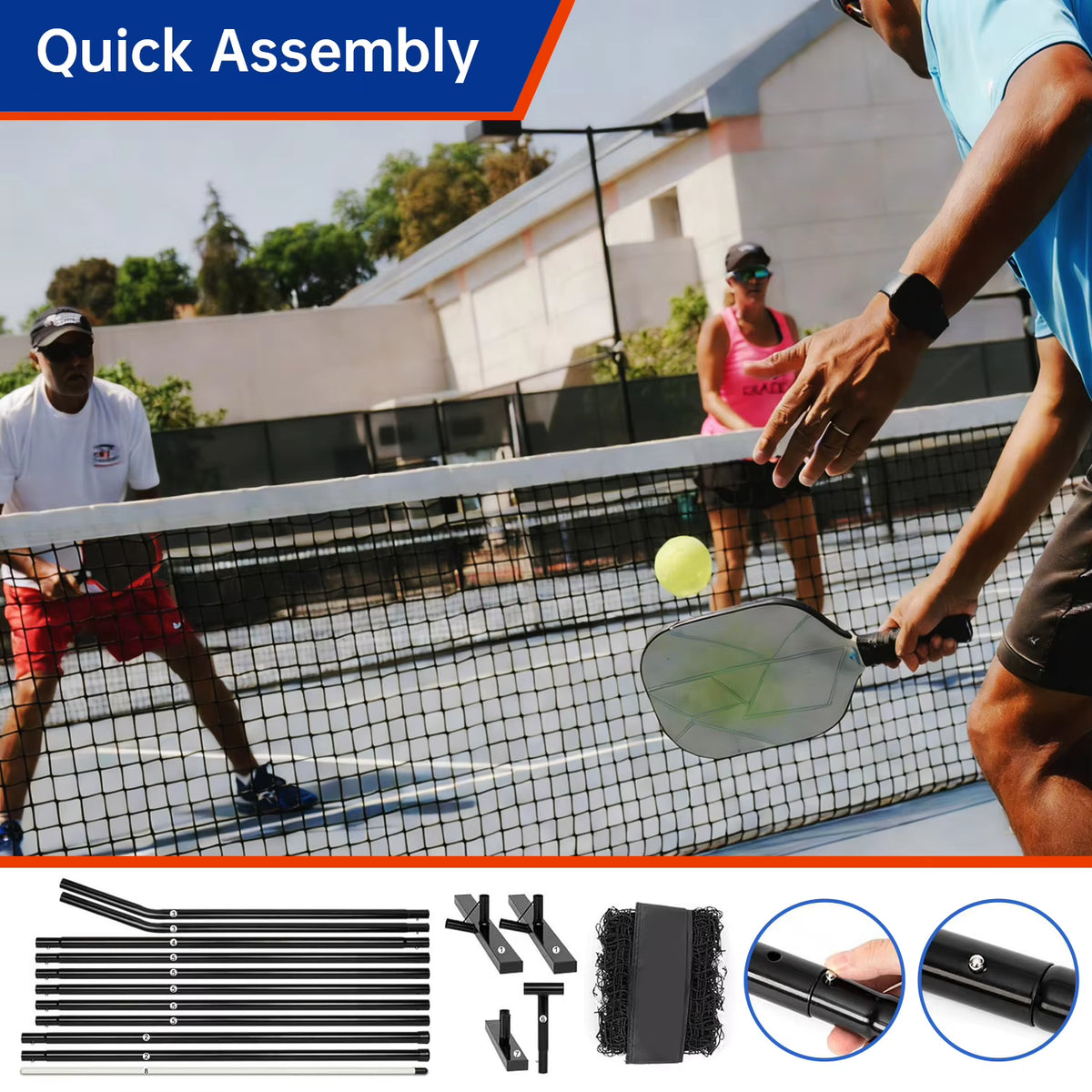 Wholesale Portable Pickleball Net Set - 22 FT & 11 FT Half Court, Metal Frame System with Carry Bag