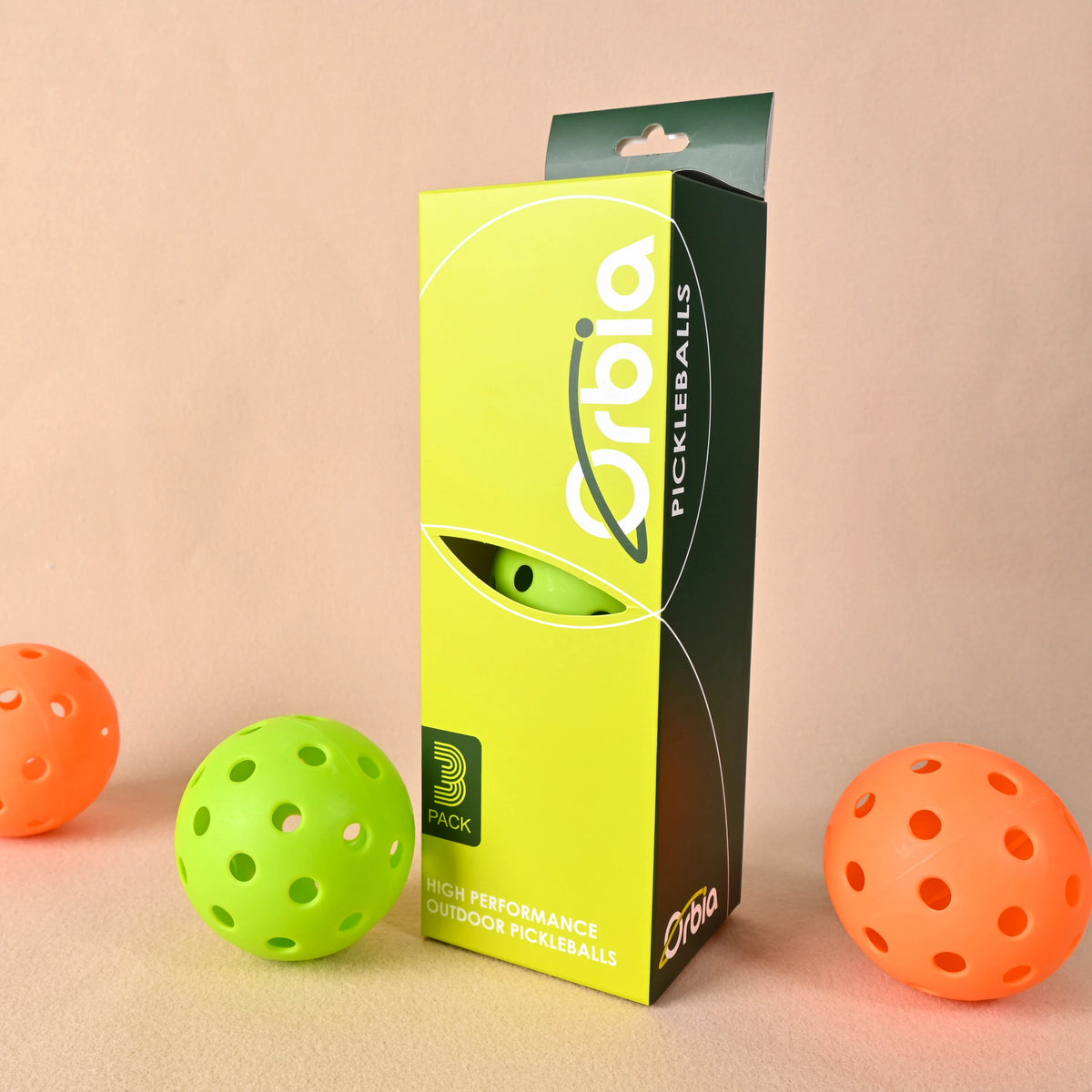 Durable 3-Piece Outdoor Pickleball Set with 40 Holes - Standard 74mm Training Balls