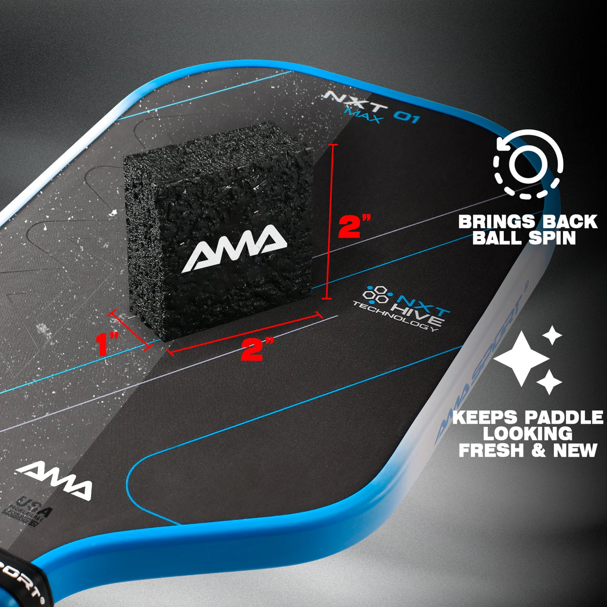 AMASPORT Pickleball Paddle Eraser - Durable Rubber Cleaner for Stains and Scratches, Effective Racket Cleaning Accessory