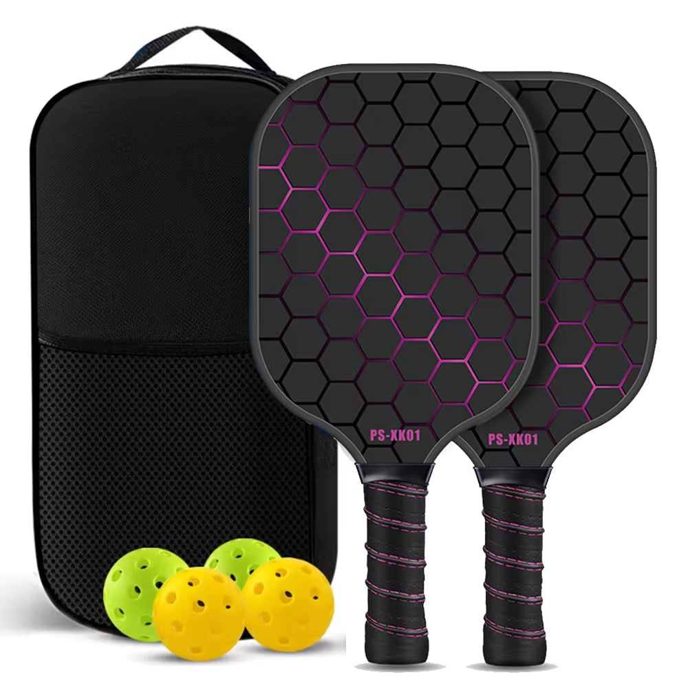 Professional Carbon Fiber Pickleball Paddle Set with Enhanced Sweet Spot and Frosted Surface